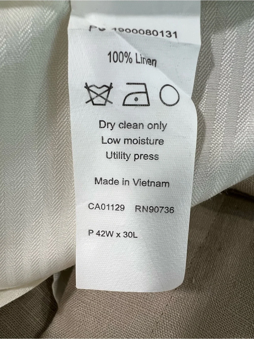 Ralph Lauren Men’s Light Beige Dress Pants - 100% Linen 42/30